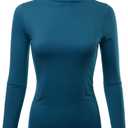 Womens Premium Long Sleeve Turtleneck Lightweight Pullover Top Sweater (S-3X, Made in USA) (Large, Cllt002-teal)