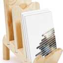 Suwimut Brochure Holder, 3-Tier Pine Wood Brochure Display Stand Trifold Literature Holder, Postcard Display and Countertop Wooden Display Stand for Flyer Pamphlet Magazine Booklets Menu