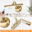 Rechargeable Picture Light for Wall, Dimmable Art Lights for Painting, Battery Operated Wall Sconce with Remote, 3 light Color,Timer & Brightness Setting for Artwork, Gallery(Brass, 12inch)