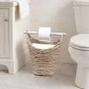 happimess Talia Water Hyacinth Toilet Paper Basket 15.75", White Wash