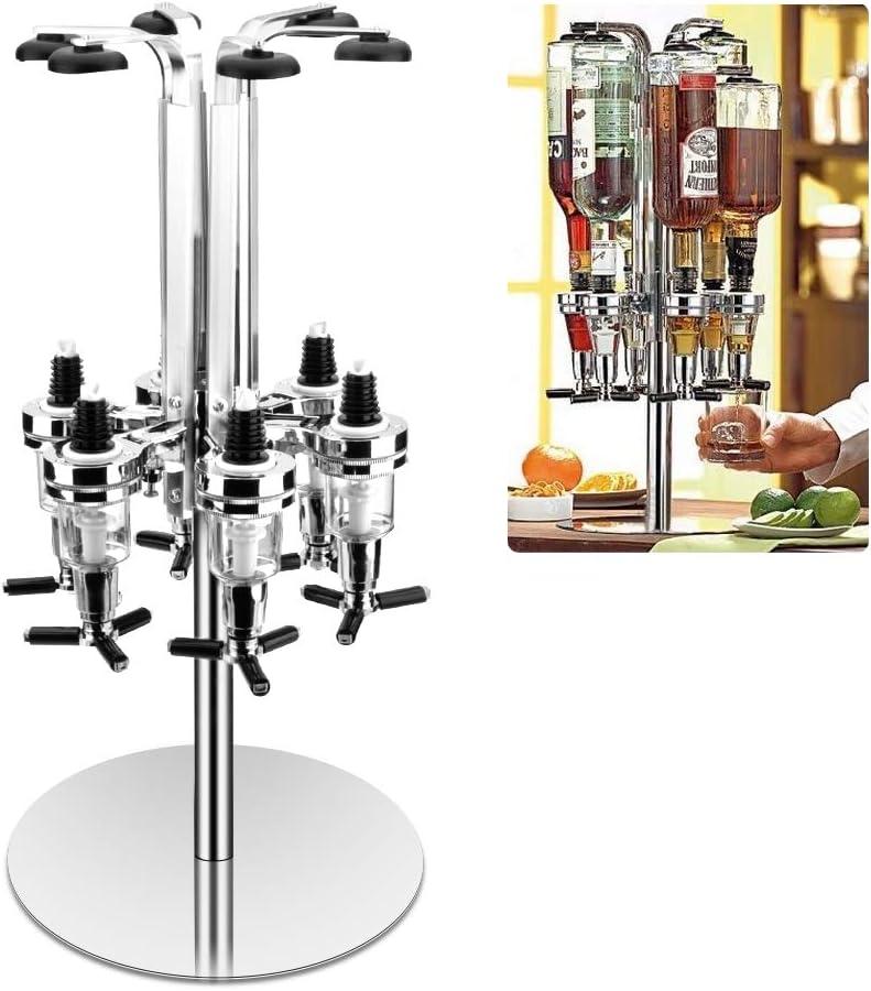 Liquor Dispenser, Bar Butler Wall Mounted Liquor Dispenser Liquor Bottle Holder, Professional Revolving Alcohol Caddy Beer Cocktail Soda Shot Dispenser Wine Holder Party Drinking Pourer (6 Bottles)