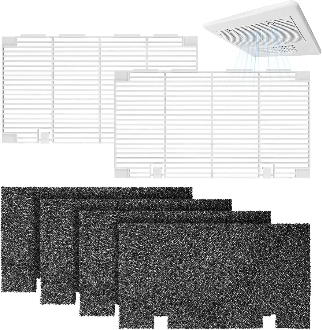 Kohree RV AC Conditioner Grille, RV AC Filter Air Conditioner Cover, Air Conditioner Vent Cover Replacement for Dometic 3104928.019, 2 Packs with 4 Filter Pads, White