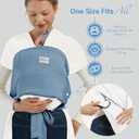 MISSWISDOM Baby Wraps Carrier - Soft Breathable Baby Carrier Newborn 7-35lbs, Adjustable Hands-Free Baby Sling for Newborns to Toddlers, Easy to Wear Newborn Carrier, White+Blue