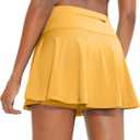 SANTINY Pleated Tennis Skirt for Women with 4 Pockets Women's High Waisted Athletic Golf Skorts Skirts for Running Casual (Yellow)