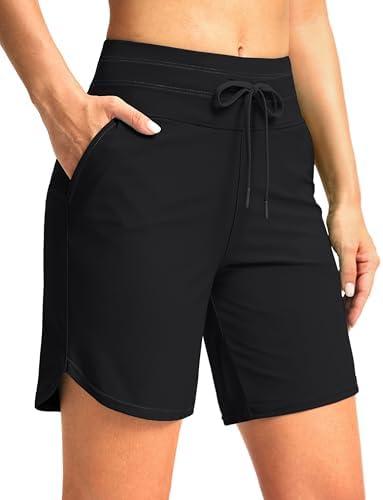 G Gradual Women's 7" High Waisted Swim Board Shorts with Pockets Quick Dry Beach Swimming Shorts for Women with Liner M