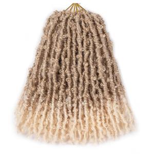 GUOHUI Super Light Butterfly Locs Crochet Hair 12 Inch 6 Packs Pre-Looped Soft Distressed Faux Locs Braids for Women Kids (12 Inch, T27/613#)