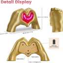 Gold Room Decor Heart Hand Sculpture,RGB Light,Bedroom Kitchen Table Bookshelf Decor, Anniversary Birthday Valentine Thanksgiving Christmas Gifts for Girl Girlfriend Women Mom (Merry Christmas)