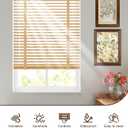2" Cordless Real Wood Blinds for Indoor Windows, Natural, 24" W x 48" H | Horizontal Venetian Blinds with Tilt Wand, Light Filtering, Privacy Control, Easy Installation for Bedroom, Living Room