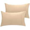 LuxClub Collection Pillowcases 2 Pack - Eco Friendly Wrinkle Free Cooling Pillow Cases with Satin Trim - Machine Washable Hotel Bedding Silky Soft - Cream Standard/ Queen