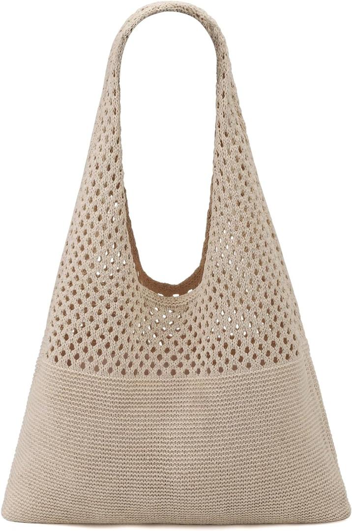 Ayieyill Crochet Tote Bag For Women, Crochet Mesh Beach Tote Bag Summer Vacation Aesthetic Boho Knit Bag for Women