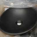 16"x12" Bathroom Vessel Sink Bowl, Stone Resin Vessel Sink with Faucet and Drain Combo, Black Oval Modern Above Counter Sink