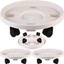 3 Pack Large Plant Caddy with Wheels 15.8" Rolling Plant Stands Heavy-duty Plastic Plant Roller Base Pot Movers Plant Saucer on Wheels Indoor Outdoor Plant Dolly with Caster Planter Tray Coaster White
