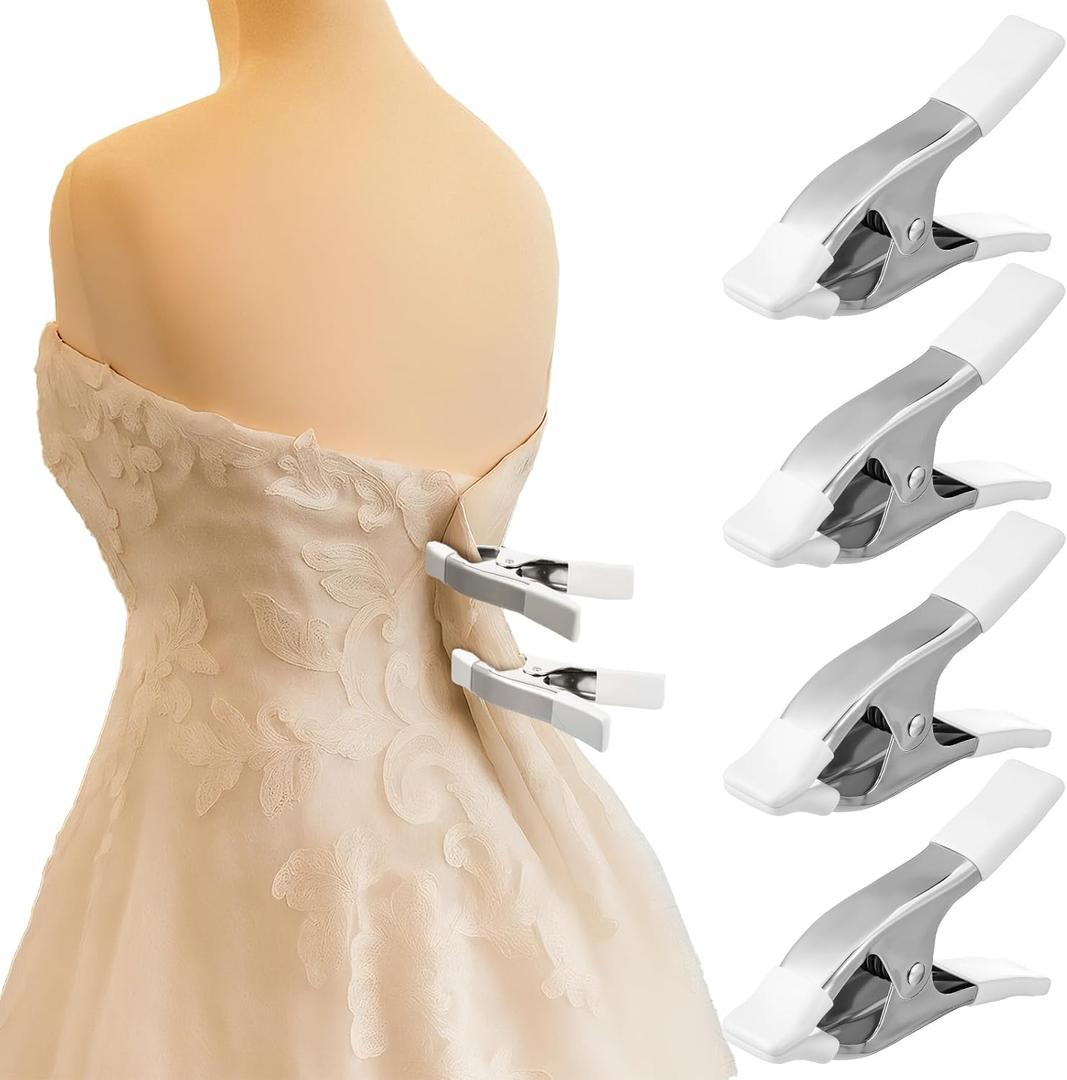 LemonRoad 4 Pack 6.3 Inch Dress Clips Clothing Clamps for Fitting Bridal Seamstress Mannequin Heavy Duty Fixed Clamp Wedding Photographer Fashion Designers Dress Makers Salespeople