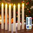 PChero Flameless Candles with Remote Timer, 7.9" Ivory Battery Operated LED Taper Dripless Floating Flickering Candles for Wedding Halloween Thanksgiving Christmas Themed Party Valentines Decorations