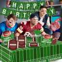Football Birthday Party Decorations Football Plates Napkins Tablecloth Banner Football Party Supplies Tableware Set for Football Game Day Tailgate Party Decorations, Serve 25