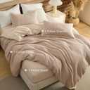 Bedsure 100% Cotton Duvet Cover King Size with Fitted Sheet - 4 Pieces Khaki Waffle Weave Duvet Covers, PureWowen Breathable Bedding Set Includes 1 Duvet Cover 104x90, 1 Fitted Sheet, 2 Pillow Shams