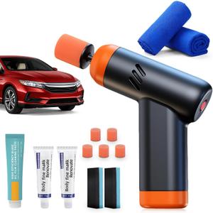 Mini Cordless Polisher for Car Detailing, 13pcs Polisher Car Care Kit with 5 Polishing Pads & Scratch Grinding Agent, Cleaning Paste, Handheld Body Repair Machine for Auto Scratch Repair Waxing