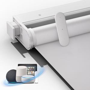 Grandekor No Drill Motorized Blinds with Remote, Roller Shade Electric Smart Remote Control Blinds, Fit for APP and Voice Control, Customized Size Color Blackout