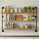 HDDFER Industrial Pipe Shelving Shelf Rustic Wood Wall Shelves Industrial Floating Shelves for Wall 48 Inch Farmhouse Bookshelf Pipe Shelves Living Room Kitchen
