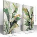 Botanical Wall Art Set Hand Painted, for Living Room plant wall art,Green Tropical Plant Leaf Wall Decor, Modern Banana Leaf Wall Painting, for Bedroom, Dining Room, Office - 12x20 Inch 2pack, 20W"12H"2Pcs