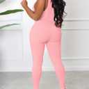 chicyes Women's Bodycon Jumpsuits Sleeveless Ribbed Zipper Sexy One Piece Pants Rompers Summer Outfits Pink (Pink, S)