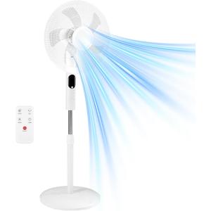 NEWBULIG 17" Pedestal Fans with Remote, Oscillating Standing Fan with 3 Speed & 3 Model, Quiet Timer Stand Up Fan for Indoor, Bedroom, Living Room, Adjustable Height & Tilt Head, Easy Assembly, 17" *17" * 51"