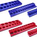 SEKETMAN Magnetic Socket Organizer Set,6pcs Socket Tool Holder Includes 1/4", 3/8", 1/2" Metric And SAE, Holds 143pcs Shallow And Deep Size Sockets, Two Colors Distinguish Between Metric And SAE