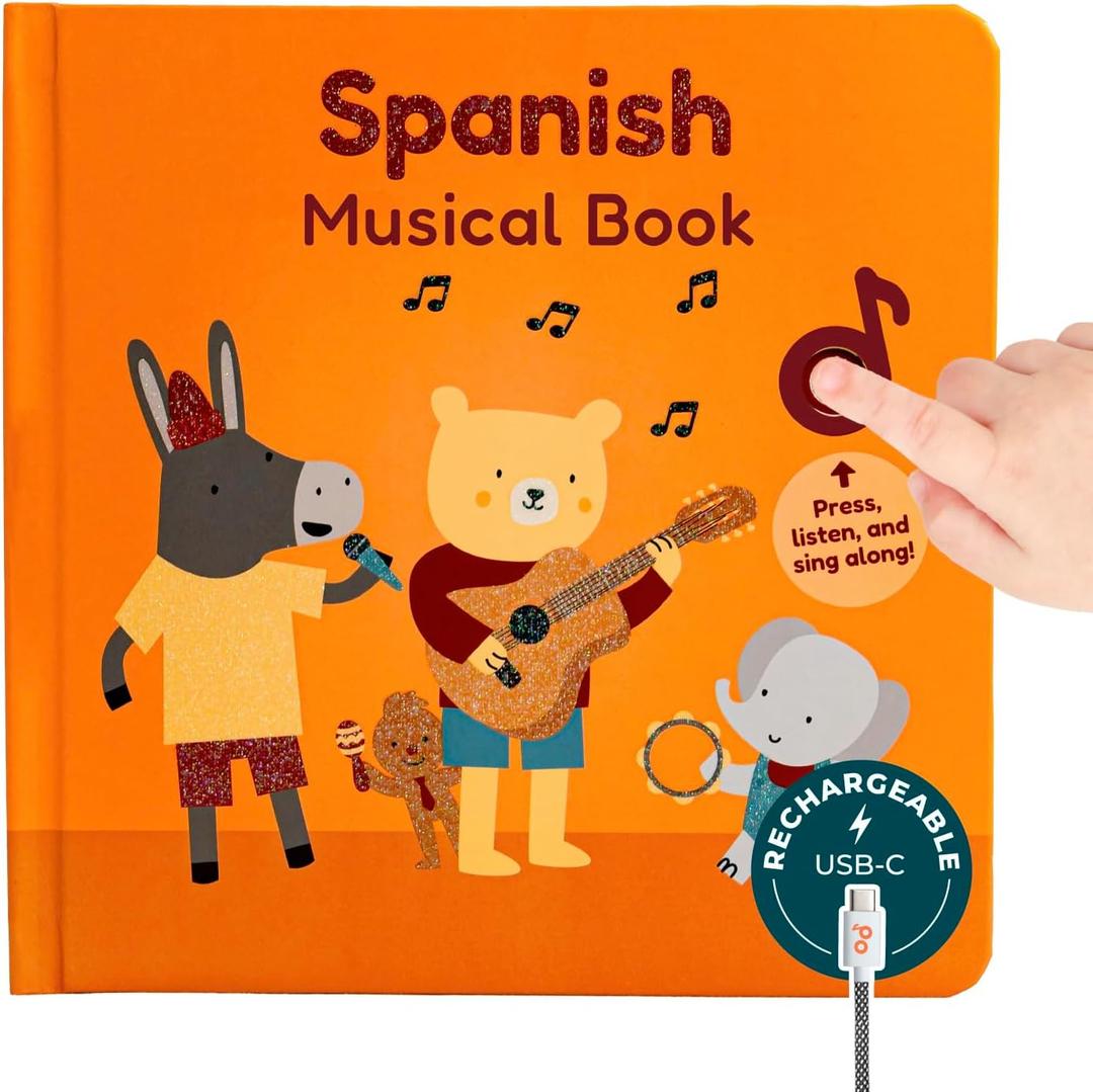 Cali's Books Spanish Book for Toddlers 1-3 - Musical Books for Kids, Interactive Baby Sound Book, Educational Song Learning Toys, Bilingual Music Toy for Babies, Libros para ninos en Espanol
