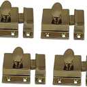 QCAA Traditional Large Oval Turn Cabinet Latch, Solid Brass, 2", for Cupboard & Other Furniture, Polished Brass, 4 Pack, Made in Taiwan