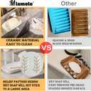 Ceramic Soap Dish Soap Holder, Soap Lift for Bar Soap Sponge, Shower Soap Dishes for Bathroom Kitchen Counter Soap Saver Tray Keep Dry, Dishwasher Safe (Leaf Design, Grey)