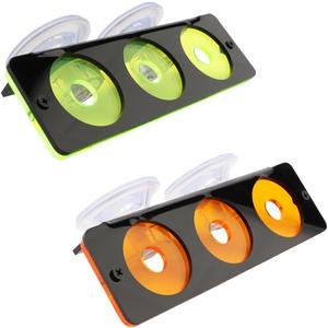 Coral Frag Holder Acrylic Coral Rack with Powerful Double Suction Cup and Placstic Screws Suitable for Household Fish Tanks (2pcs 3 Plug Hole,Fluorescent Green and Orange)