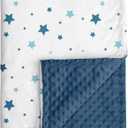 Baby Blankets for Unisex Boys Girls, Soft Nursery Crib Blankets with Dotted Fleece Back for Newborns Toddlers 30x40 Inch Blue Star Bed Throws