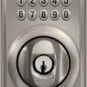 Schlage Camelot Electronic Keypad Deadbolt Lock, Keyless Front Door Entry, Mechanical Key Backup Included, Satin Nickel, BE365 V CAM 619