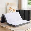 MASVIS Trifold Mattress, 4 Inch Memory Foam Foldable Mattress with Washable Cover, Tri-Folding Floor Bed for Camping, Twin XL