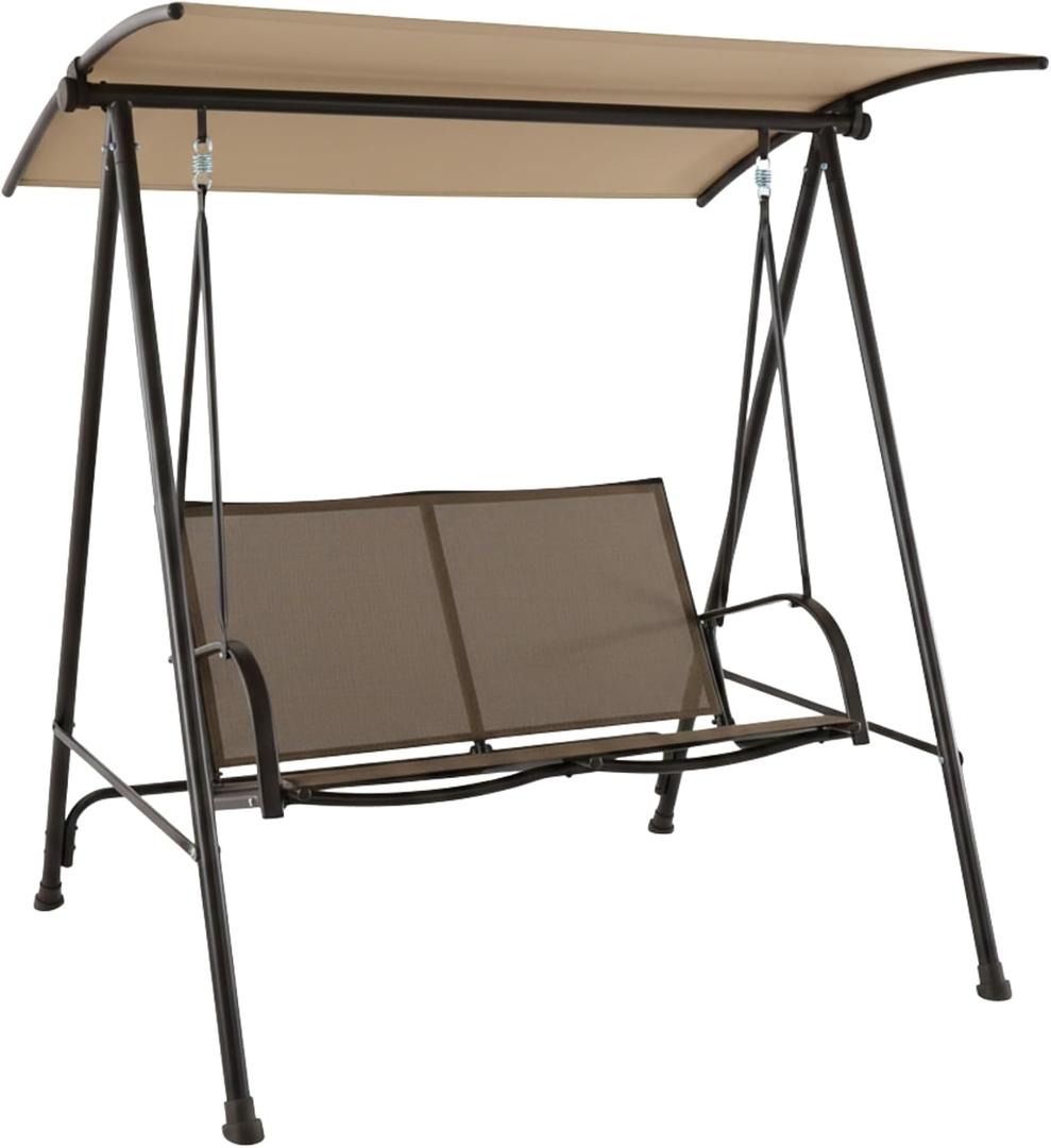 Garden Winds Durable 350 Replacement Canopy Top Compatible with Mainstays Two Person Swing Models MS17-301-004-01, MS17-301-004-03, GSS00240A - Beige