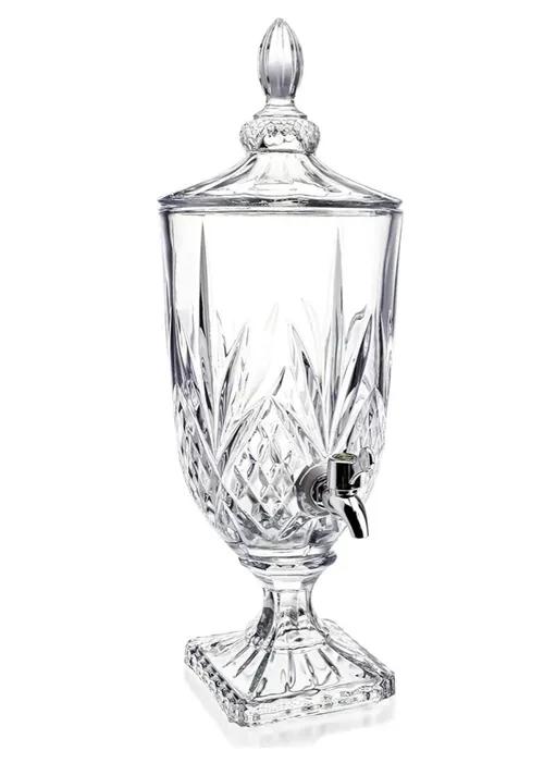 0.8 Galllon Glass Drink Dispenser for Parties with Spigot Glass Iced Beverage Dispenser with Lid Wide Mouth Beverage Server for Party Bar Wedding Decoration (diamond)