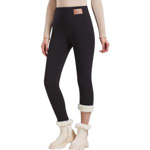 JK SUE JONES Women Winter Warm Thick Leggings Fleece Lined Stretchy Soft Thermal Sherpa Pants High Waist Tights (Large, Black)