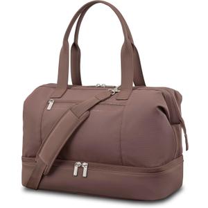 Samsonite Better Than Basics Weekender Duffle – Drop Bottom Travel Bag with 14” Laptop Compartment, SmartSleeve™ Trolley Strap, Adjustable Shoulder Strap, Durable RPET Lining, CHOCOLATE MAUVE