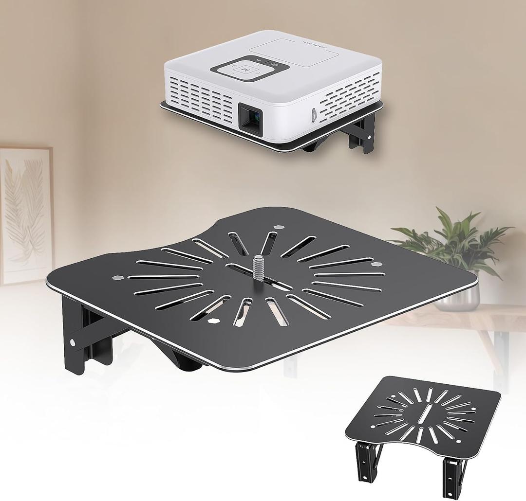 Mini Projector Shelf for Wall/Modem Shelf/Router Shelf/Router Mount/Cable Box Mount, Projector Wall Mount Shelf Aluminum Alloy Max Load Reach up 44lb - Black