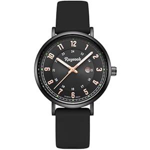 Quartz Analog Watch,Silicone Band, Calendar Date Display, Water Resistant, Watch for Women Nurses Female Nursing Students Lady (Black)