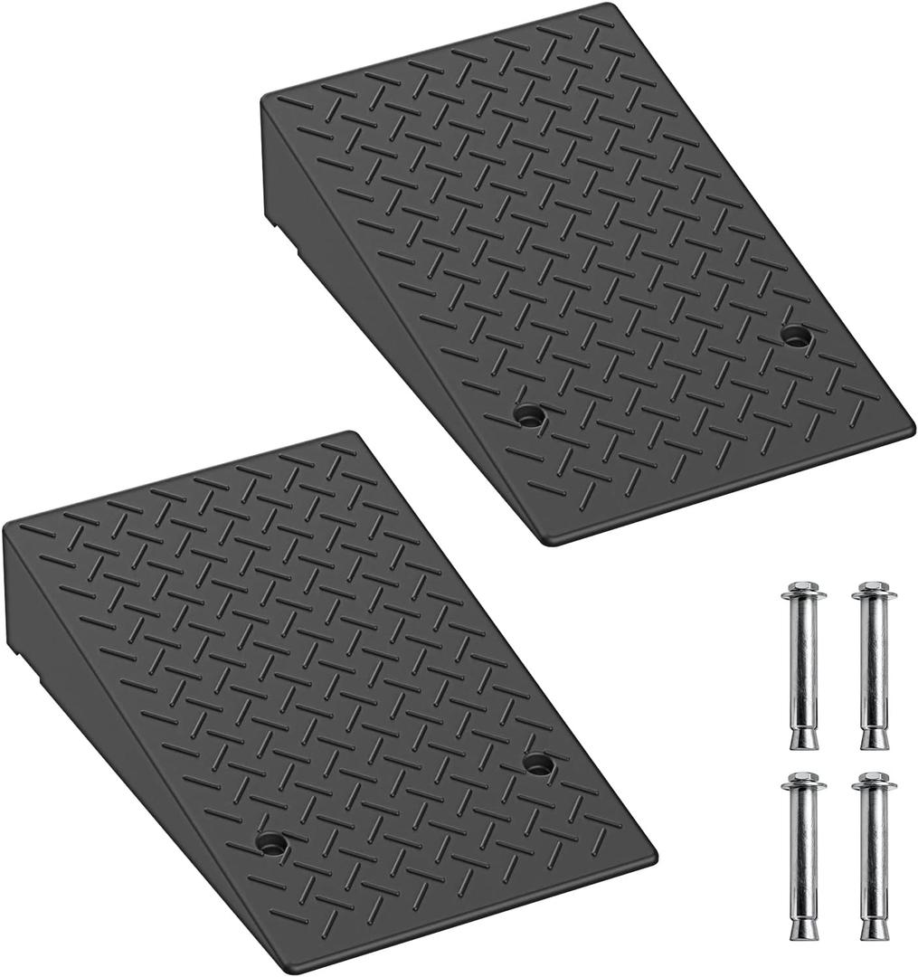 7.9" Rise Rubber Threshold ramp for Doorway/Cars, Step/Stair Rubber ramp with with Non-Slip Surface for wheelchairs/Curb/shed, 2200Pounds Load Capacity.