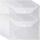 CYEAH 40PCS Clear Plastic Envelopes with Snap Closure, Plastic Poly Envelope, Clear Folders for Documents, A4 Size Waterproof File Folder for School and Office Supplies, 9 X 12 Inch