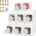 KPOSIYA 60 Pcs White Bakery Boxes with Window Individual Cupcake Box 4x4x2.5 Inches Cookie Boxes Kraft Paper Brown Gift Box for Pastries, Cookies, Pie, Donuts, Macaroon (60, White)
