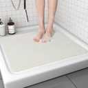 Non Slip Shower Mat, Comfortable Bath mat for Textured Surface,Quick Drying Easy Cleaning Shower Floor Mat for Wet Area,Without Suction Cups Beige 24 x 24, White 