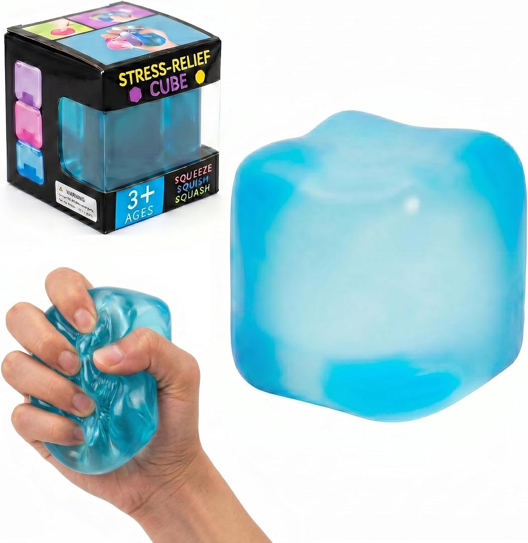 Nice Stress Cube, Squishy Fidget Toy Cubes,Slow Rising Squeeze Cube Balls, Non-Sticky Gel Desk Toy for Relaxation & Focus for Adults,Blue,2.2inch