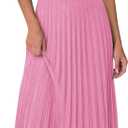 PRETTYGARDEN Women's 2026 Spring Midi Sweater Dresses Elegant Pleated Ribbed Knit Short Sleeve V Neck A Line Summer Outfits, Pink, Medium