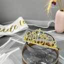 JETKONG 3 Pcs Bachelorette Party Decorations BRIDE Crown, Bride to Be Sash&Veil for Women Bachelorette Party Gifts, Bridal Shower Supplies, Gifts, Favors (Gold)