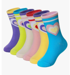 Eyean Girls Socks Little Kids Crew Cotton Youth Breathable Cute Dress Socks 6 Pairs Medium
