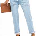 Sweezarmo Women's Pull On Solid Color Jeans Drawstring Elastic Waist Denim Stretch Joggers for Women (Blue, XL)