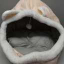 Andiker Cat Beds for Indoor Cats, Semi-Enclosed Cat Cave Bed with a Plush Ball Large Space for Cats to Sleep Soft and Comfortable Covered Cat Bed with a Washable and Detachable Mat (L, Pink)